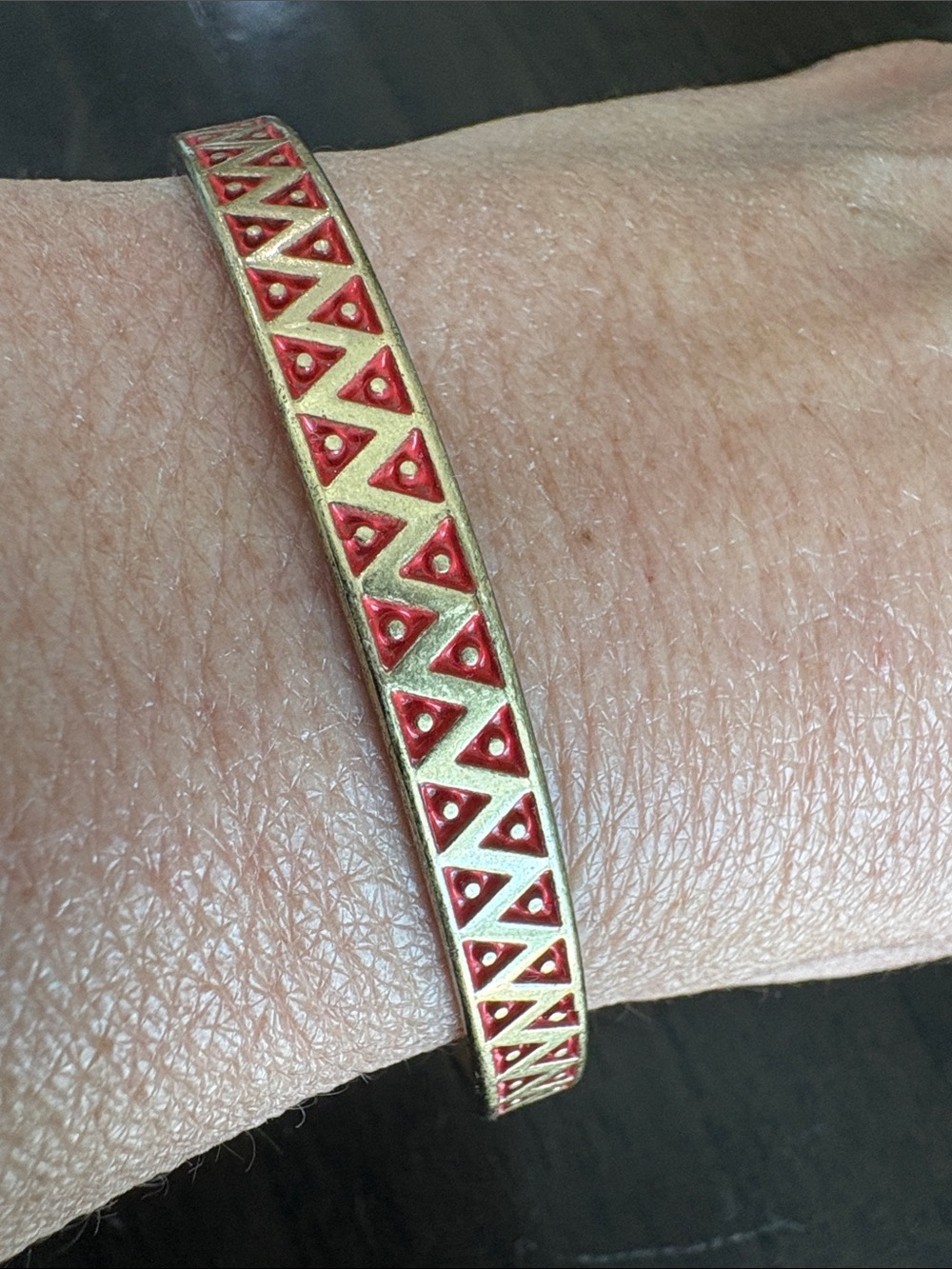 LOFT Gold-Tone Bangle with Red Triangle Enamel Accents